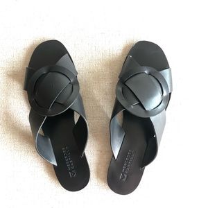 MERCEDES CASTILLO BLACK LEATHER SANDALS